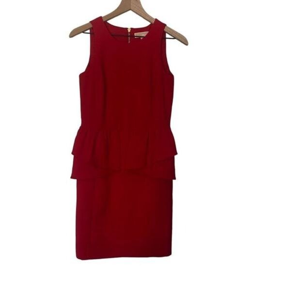 MICHAEL Michael Kors Size 2 Extra Small Red Cocktail Dress Peplum Sleeveless - Picture 1 of 8